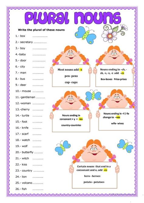 She has no emotional attachment with her family. PLURAL NOUNS - English ESL Worksheets for distance ...