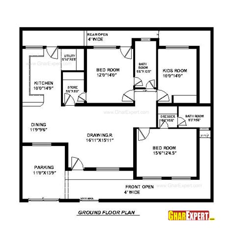 House Plan For 60 Feet By 39 Feet Plot Plot Size 260 Square Yards