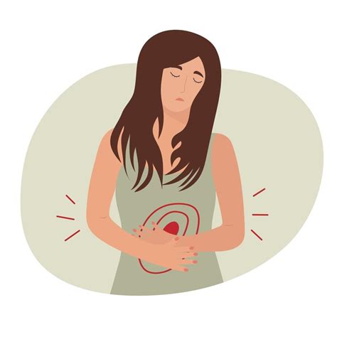 Abdominal Pain Woman With Pain In The Stomach Belly 3211163 Vector