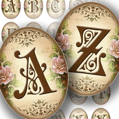 Victorian Alphabet Letters Printable Digital Collage Sheets Cameo Ovals