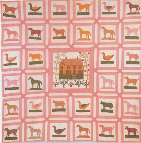 Pictorial Animal Quilt 1865 1875 New York Very Uniqueive Never