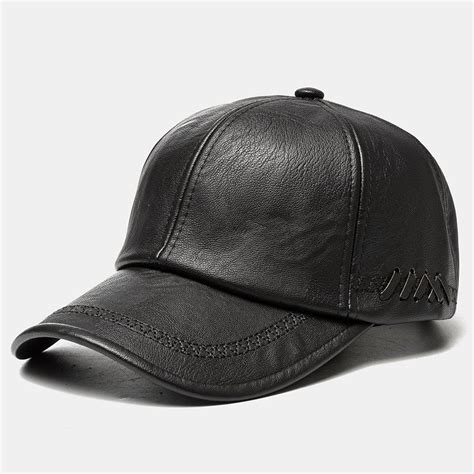 Mens Pu Leather Vintage Baseball Caps With Personalized Woven Hats