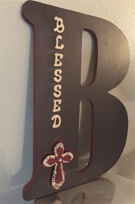 Items Similar To Blessed Wooden Letter With Detailed Cross On Etsy