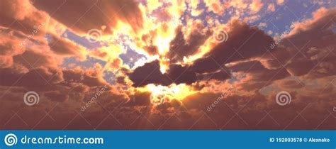 Sunset Sunrise With Clouds Light Rays And Other Atmospheric Effect
