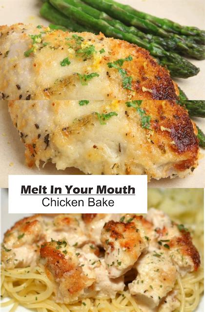 Beat on low for one minute, then on high for 3 to 4 minutes. Melt In Your Mouth Chicken Bake | Chicken recipes, Chicken ...