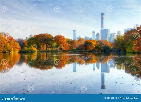New York City Central Park Fall Lake Stock Photo Image Of Park