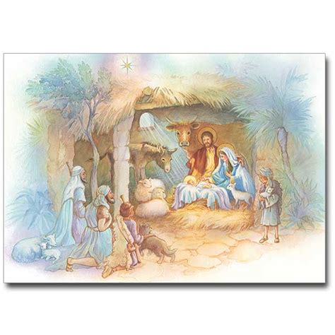 Nativity Scene With Shepherds Christmas Cards The Catholic T Store