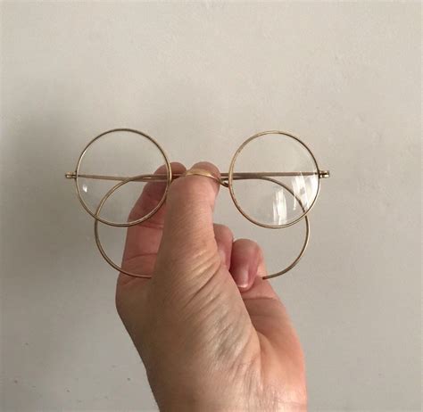 John Lennon Glasses Slightly Bigger Antique Yellow Golden Etsy John Lennon Glasses Glasses