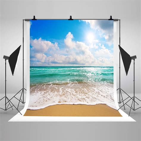 Blue Sky White Clouds Photography Backdrops Sunny Beach Photo Etsy In