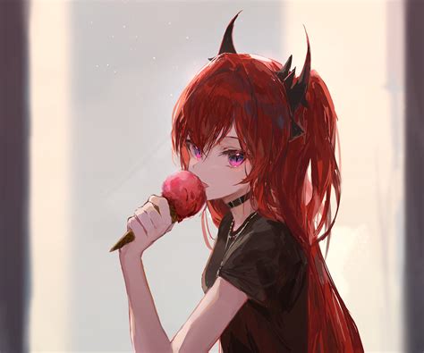 Horns Redhead Anime Girls Surtr Arknights Anime Arknights Hd