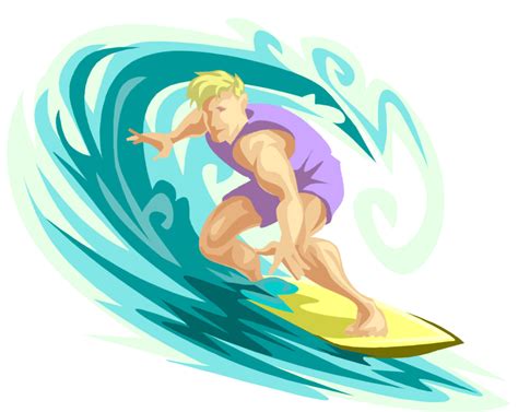 Vector Illustration Of Surfing Surfer Dude Surfs An Surfing Clipart Large Size Png Image