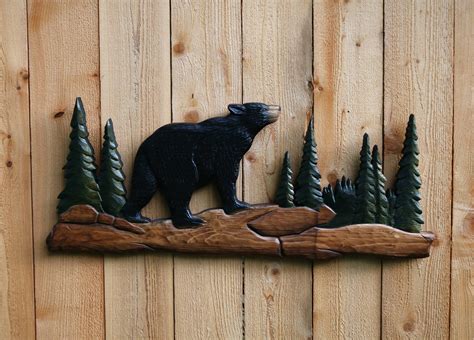 This Bear Trees Intarsia Wall Art Was Designed And Handcrafted By