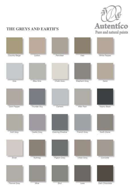 Autentico Colour Chart The Greys And Earths Collection Plascon Paint