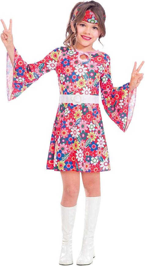 Girls Miss 60s Flower Power Fancy Dress Costume Uk Toys