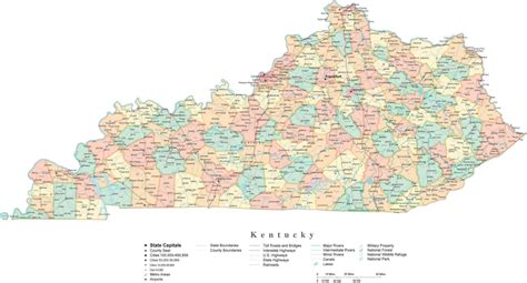 State Map Of Kentucky In Adobe Illustrator Vector Format