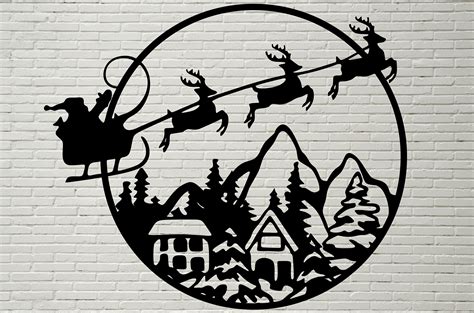 christmas scene dxf cut file winter papercut template christmas stencil dxf file for laser