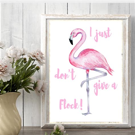 Flamingo Print Quote I Dont Give A Flock Pink Flamingo Etsy Nederland