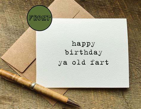 Happy Birthday Ya Old Fart Funny And Sarcastic Birthday Card Etsy