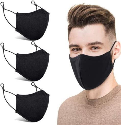 Cotton Face Mask 3 Layer Adjustable Mask Adult Black Mask Etsy
