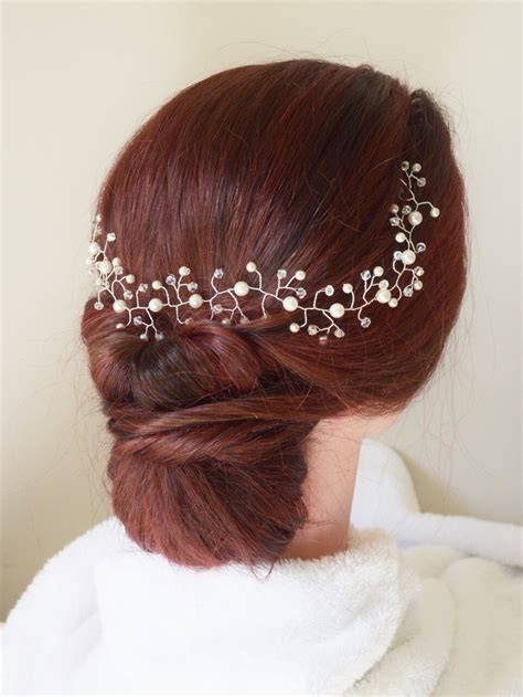 Pearl Crystal Hair Vine Wedding Hair Accessoriesbridal Etsy