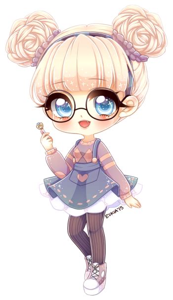 Chibi Kawaii Cute Anime Girl Blonde Glasses Lolita