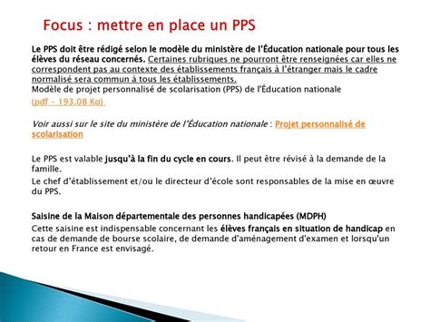 Mise En œuvre Du Projet Personnalisé De Scolarisation