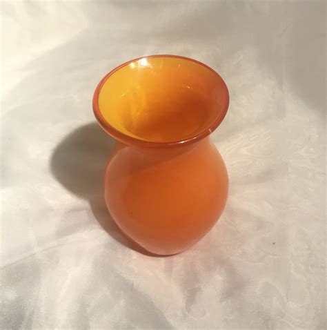 Two Tone Orange And Gold Blown Glass Vase Fall Decor Hand Etsy Glass Blowing Blown Glass