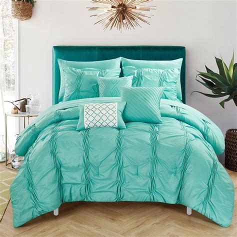 Find great deals on ebay for queen turquoise comforter. Chic Home 10-Piece Luna Pinch Pleated, ruffled and pleated ...