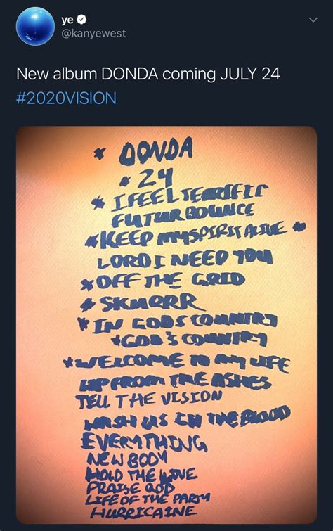 Kanye West Shares Updated Tracklist For Donda Announces Accompanying