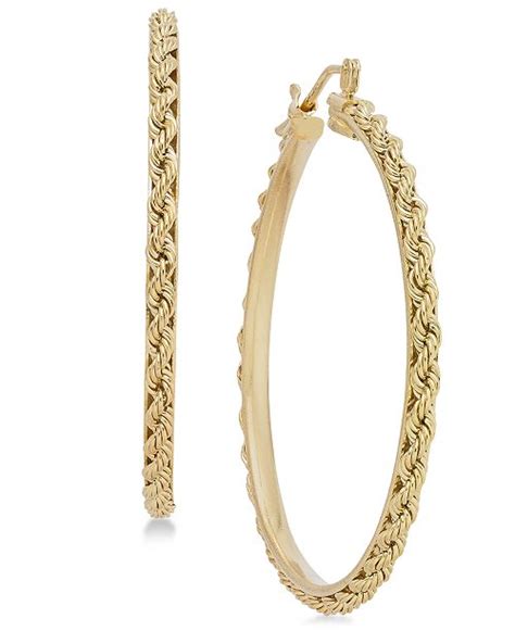Italian Gold Rope Chain Hoop Earrings In 14k Gold Earrings Jewelry
