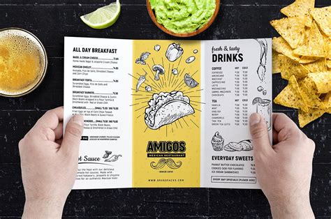 Tri Fold Mexican Menu Template Di 2020 Photoshop Branding Desain