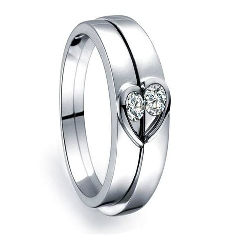 Jeenjewels Unique Heart Shape Couples Matching Wedding Band Rings On