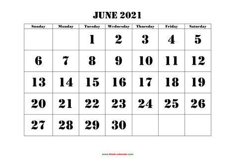 Blank Monthly Calendar 2021 June 2021 With Grid Calendar Template