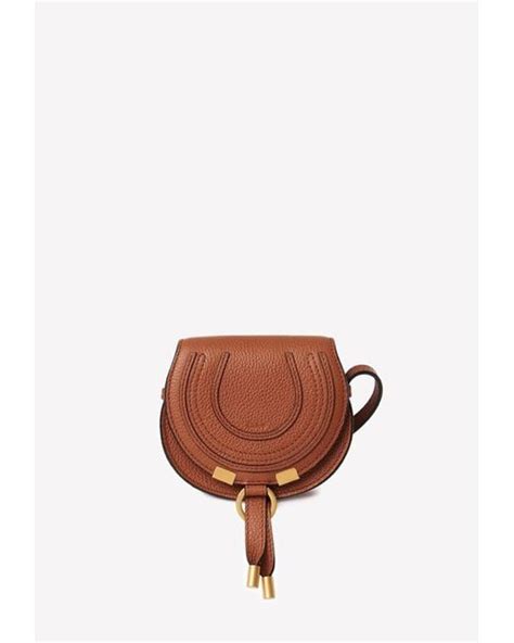 Chloé Nano Marcie Saddle Bag In Grained Leather in Tan Natural Lyst