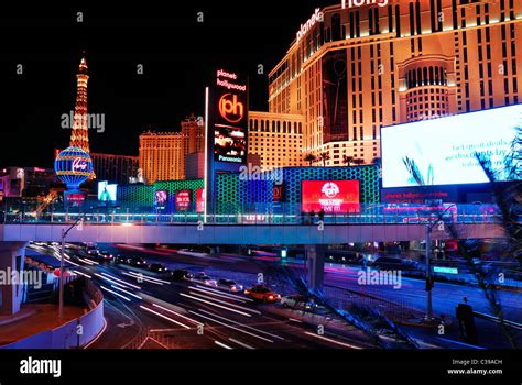 Las Vegas Strip Street Night View Stock Photo Alamy
