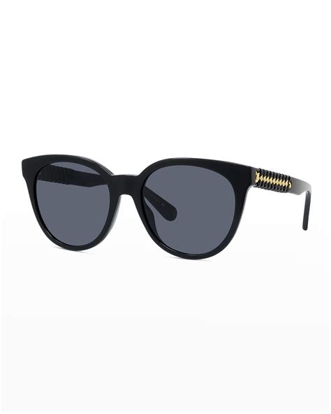 Stella Mccartney Falabella Chain Oval Bio Acetate Sunglasses Neiman Marcus