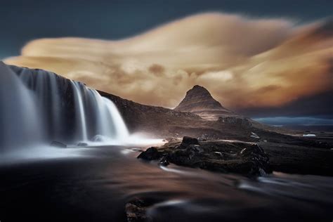 1080p Iceland Clouds Waterfall Mountain Kirkjufell Hd Wallpaper