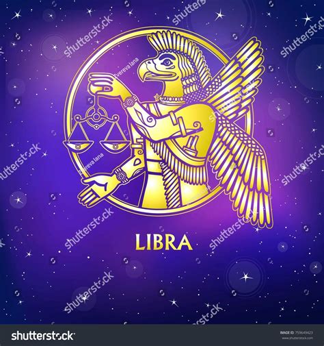 Zodiac Sign Libra Character Sumerian Mythology Stock Vector Royalty