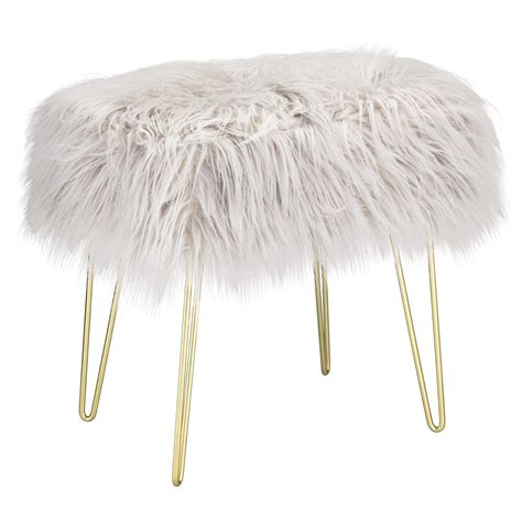 Made with genuine sheepskin, the churra from tå v furniture is the perfect chic accessory that is versatile for a verity of uses and spaces. Your Home Faux Fur Stool with Gold Hairpin Legs, Décor for Home, Living Room & Bedroom, Height ...