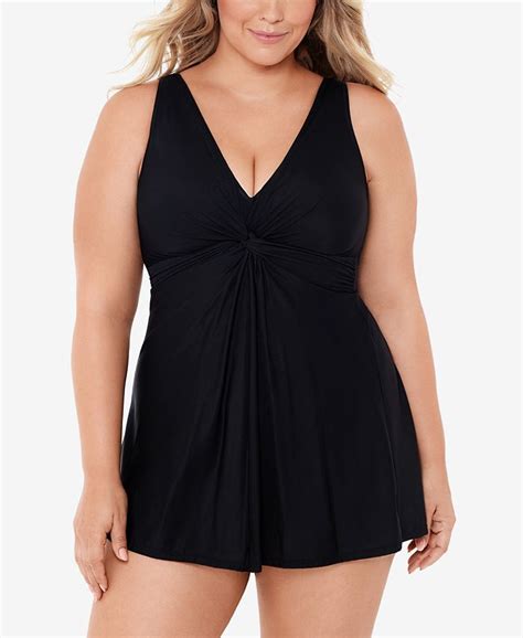 Miraclesuit Plus Size Marais Allover Slimming Twist Front Swimdress