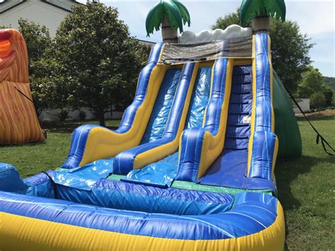 Commercial Tropical Inflatable Large Water Slides Double Slip N Slide