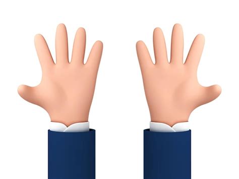 Premium Vector Open Outstretched Cartoon Hands Showing Five Fingers