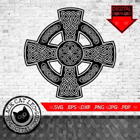 Celtic Cross Cut File Svg Cross With Patterns Vector Svg Etsy