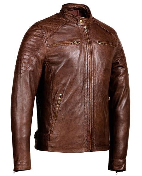 What's more, you can get trendy colorful leather jackets, like black leather jacktets and brown jackets. Cafe Racer Brown Leather Jacket - Mens Genuine Leather Jackets