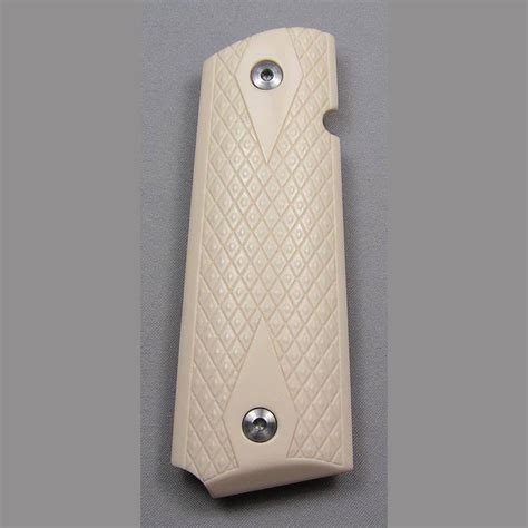 1911 Simulated Ivory Euro Checkered With Border Pistol Grips