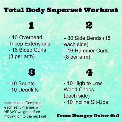 Hungry Gator Gal: Total Body Superset Workout | Full body circuit workout, Total body, Total 