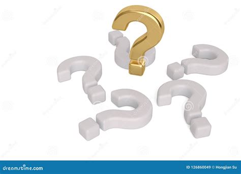 Gold Question Mark And White Question Marks 3d Illustration Stock