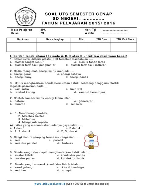 Soal Pts Uts Ipa Kelas 3 Mi Semester 2 Dan Kunci Jawaban Mariyadi Com Riset