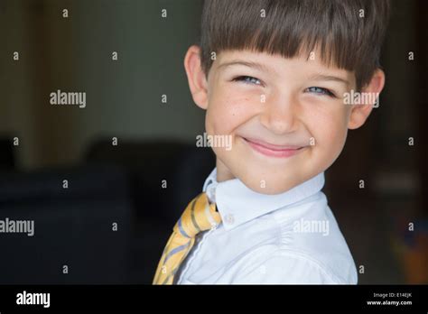 Caucasian Boy Smiling In Formal Wear Stock Photo Alamy