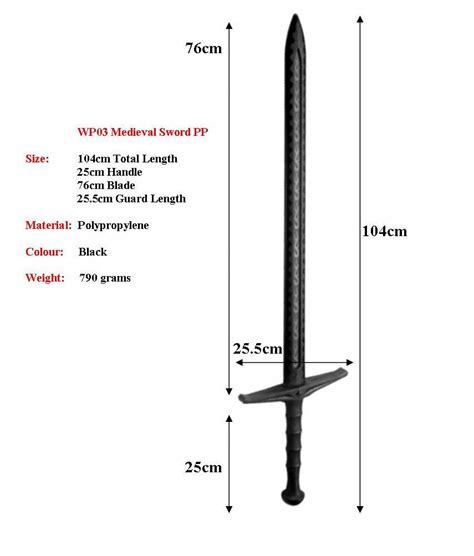 Wp03 5 Medieval Sword Dimensions Giri Martial Arts Supplies